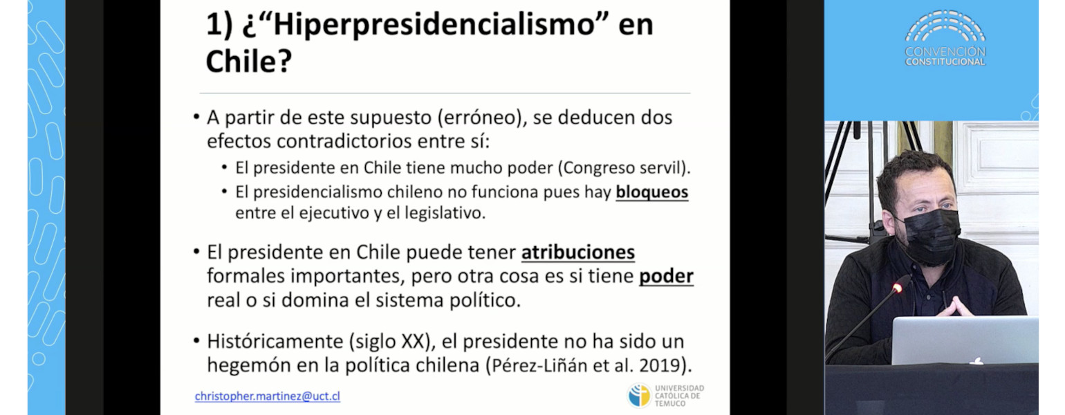 Cientista político Christopher Martínez habló del hiperpresidencialismo en comisión de la Convención Constitucional
